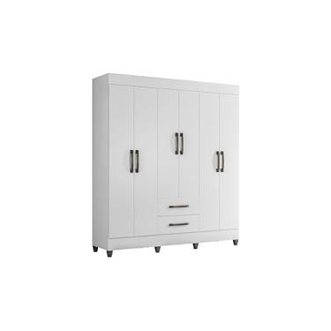 Imagem de Guarda Roupa Casal 6 Portas 2 Gavetas Casal Completo Maleiro Moderno Com Prateleiras E Cabideiros Quarto Moderno Nicho Resistente Premium (Branco)