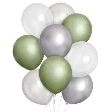 Imagem de xo, Fetti Metallic Sage Green Balloons - 24 pk, 12" | Silver Birthday Decorations, Chrome Bachelorette Party Decor, Bday Supplies, Graduation Accessory