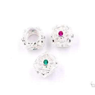 Imagem de Malahill Contas espaçadoras de zircônia cúbica para fabricação de joias 30 peças 8 x 8 mm prata