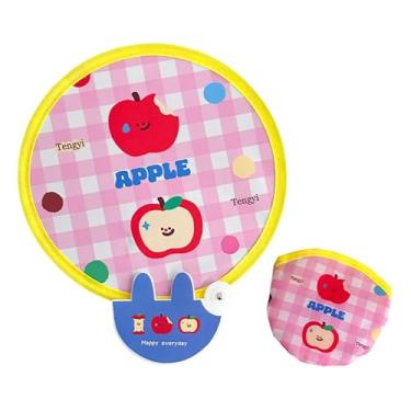 Imagem de Vaveren Ventilador dobrável de desenho animado fofo de verão portátil refletor dobrável para atividades ao ar livre, Duas Maçãs