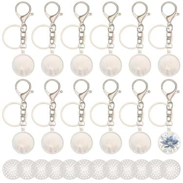 Imagem de FREEBLOSS Conjunto de 12 bandejas redondas com pingente de bisel em branco, pingente em branco, moldura em branco para bordado, bandeja com pingente redondo, berloque, kit de fabricação de joias faça