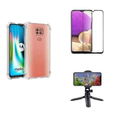 Imagem de Kit Tripé Tripod 360 graus para Motorola Moto G9 Play + Capa + Pelicul