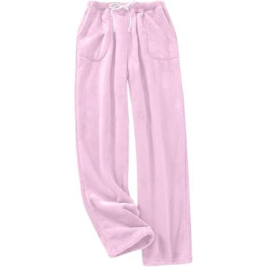 Imagem de Calças De Pelúcia Homens Mulheres Fleece Calças De Pijama Grossas De Pelúcia Para Mulheres Unissex Calças De Pijama De Lã Macia Para Casa Calças Longas E Quentes De Lazer, Pink, M