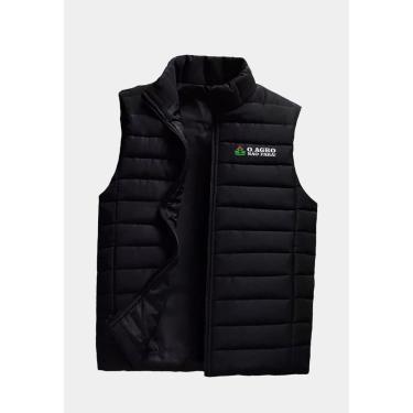 Imagem de Colete Puffer Estampa O Agro Não Para Capuz Removível Masculino-Masculino