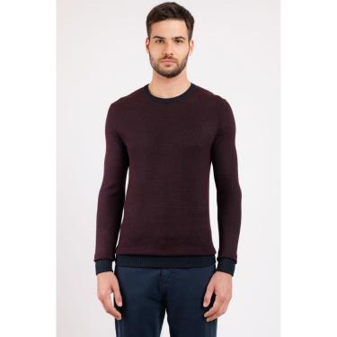 Imagem de Tricot Manga Longa Viscose Dots Marinho Com Vinho-Masculino