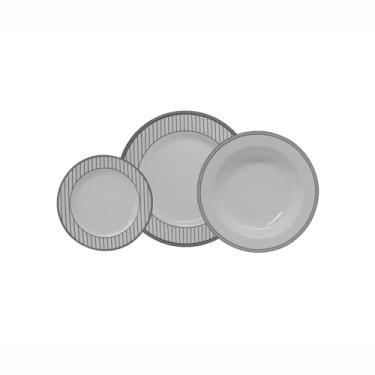 Imagem de Serviço de Baixela 18 Peças em Porcelana, Modelo Brasília, Redondo, Decoração Aline, Porcelana Schmidt