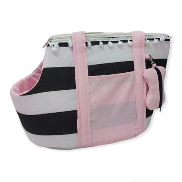 Imagem de Bolsa De Cachorro M Alça Almofada Removível Preto e Rosa Pet Transport