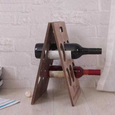 Imagem de Suporte para Vinhos 6 Garrafas em Madeira Retrátil Premium - Ofertas P