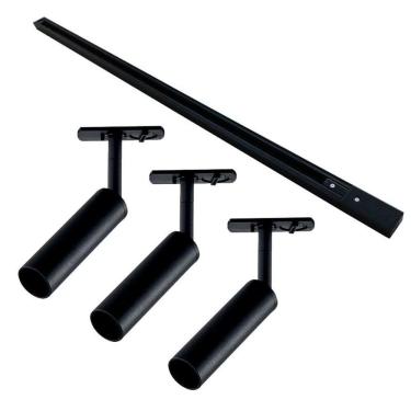 Imagem de Kit Trilho 1 Metro com 3 Spots Taschibra Track MR11 GU10 Bivolt Preto