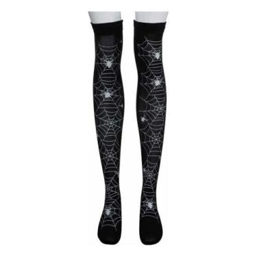 Imagem de Meia Calça Halloween Fantasia Cosplay Festa Feminina 65cm, Teia de ara
