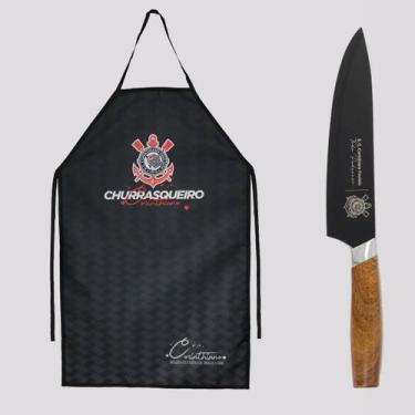 Imagem de Kit Corinthians Avental Churrasqueiro e Faca Premium - Kits, Único