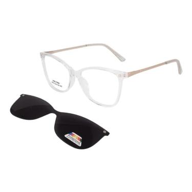 Imagem de Óculos Clipon Sol Armação Feminino Quadrada 2 Em 1 Anitta