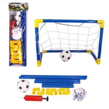 Imagem de Kit Infantil Futebol Trave Gol Bola Bomba Azul com Amarelo - no-brand
