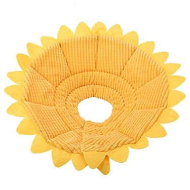 Imagem de Cone de gato, coleira de recuperação de animais de estimação em forma de girassol coleira elisabetana para animais de estimação cone de recuperação ajustável para cães gato (nº 2 circunferência do