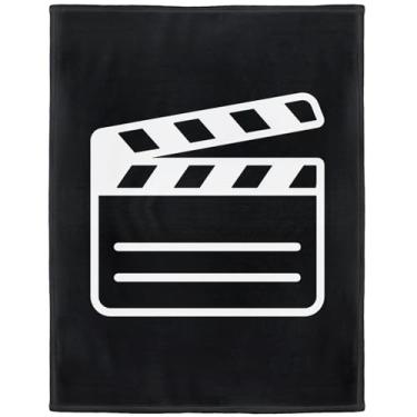 Imagem de XSMEI Cobertor de quadro de palmas de filme 101,6 cm x 127 cm, macio e leve, presentes para amantes de filmes, suprimentos para noite de cinema, acessórios de home theater, decoração de sala de cinema