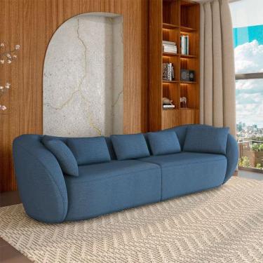 Imagem de Sofá Bipartido Sala de Estar Diamond 212cm com Almofadas Soltas Linho 