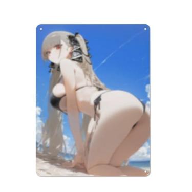 Imagem de Cartaz de arte de menina de anime sexy quente placa de estanho vintage decoração de parede pôster 30,5 x 40,6 cm, AF135