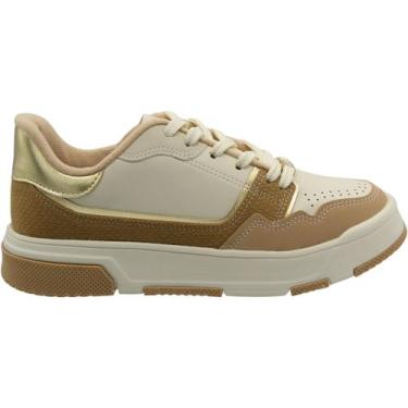 Imagem de Tênis Casual Vizzano Elevado Texturizado Acolchoado Feminino, Creme, 3