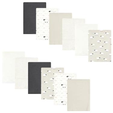 Imagem de Luvable Friends Hudson Baby Flanela Burp Panos, pacote com 12, ovelha bege