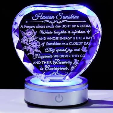 Imagem de Enjinkail Decoração De Mesa Escritório Human Sunshine, Presentes Inspiradores Para Mulheres, Placa Cristal Com Base Led - Agradecimento A Professores, Colegas Trabalho, Terapeutas, Conselheiros E Se