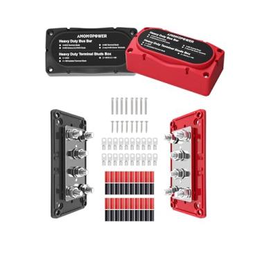 Imagem de jamgoer 450A Bus Bar 12v Bloco de Distribuição de Energia 16 x 5/40.6 cm (M8) Bloco Terminal Resistente à Prova D'Água Barra de Junção Barra de Ônibus de Bateria Marinha para Sistema Solar de Barco