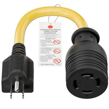 Imagem de Cabo adaptador de energia NEMA 5-15P para L14-30R, cabo adaptador WINXUS Household 15Amp para gerador de 30 Amp, conversor de interruptor de transferência de gerador de 3 pinos para 4 pinos, STW 12AWG