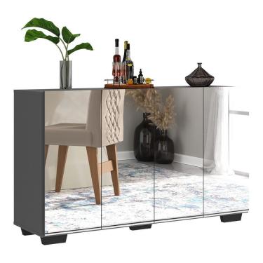 Imagem de Aparador Buffet 4 Portas Multimóveis V3557 Grafite/Branco