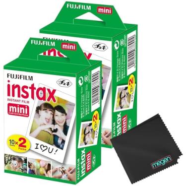 Imagem de Fujifilm Mini filme instantâneo (branco) para câmeras Fujifilm Mini 8,9,11,12,50s, 25, 7s, 90, 300, câmeras Instax Mini Link com pano de microfibra da Megen (40 impressões)