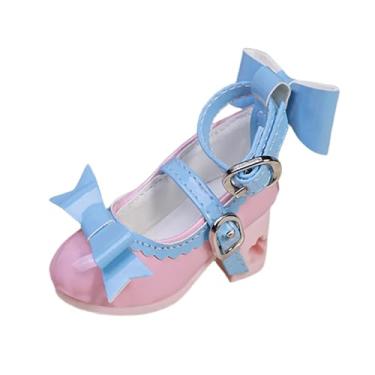 Imagem de menolana Sapatos de boneca BJD 1/4, vestido de boneca, brinquedo engraçado casual com laço, figura, sapatos de dança, acessórios de fantasia para mini casa de, Rosa