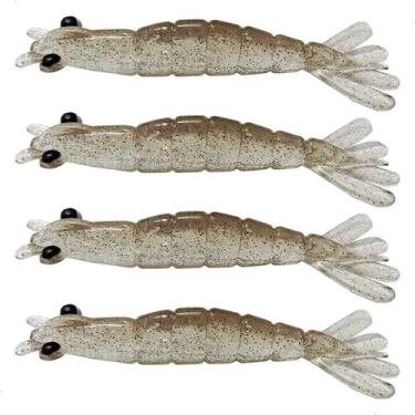 Imagem de kit 4 Iscas Camarão Artificial 8cm - Pesca Robalo Tucunare Corvina  - 