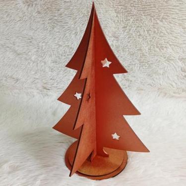 Imagem de Árvore de Natal minimalista com estrelas e pézinho duplo cor Rose Gold