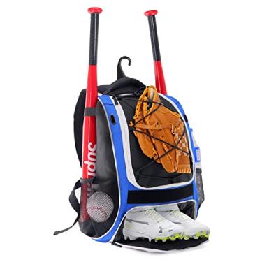 Imagem de DAFISKY Mochila de Beisebol Juvenil - Bolsa de Beisebol com Compartimento para Sapatos, Suporte para Taco e Gancho de Cerca, para Equipamentos de Softball e T-Ball, Bastão, Capacete, Luvas, Adequada P