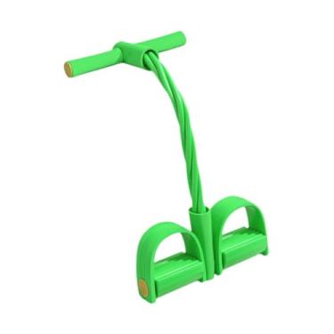 Imagem de Baoblaze Faixa elástica de resistência para pedal, corda de tensão para academia em casa para mulheres, faixa elástica de ioga, 4 tubos, extrator de pedal para, Verde