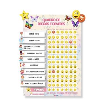 Imagem de Quadro de Tarefas e Rotinas Diárias Infantil - Modelos de Mneenina (Borboletas)