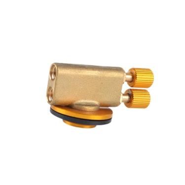 Imagem de KiBcsLic Válvula de cilindro plano para fogão a gás externo, acessórios para fogão, portátil, cabeça dupla, válvula de controle de queimador de gás para
