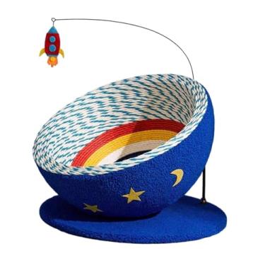 Imagem de Bothyi Arranhador para Gatos, Tigela de Brinquedo Interativo com Mola, Cama para Gatos, Arranhador para Gatos, Brinquedo para Brincadeiras Internas de Perseg, Base Azul