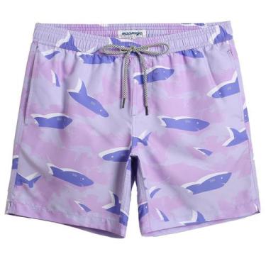 Imagem de Calções de banho magic Quick Dry Swim Shorts Purple Shark Masculinos -