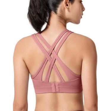 Imagem de Sutiã esportivo Yvette High Impact Criss Cross Back rosa vermelho 2GG