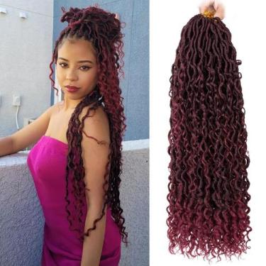 Imagem de Extensões de cabelo ZRQ Burgundy Goddess Locs Crochet 24 polegadas x8