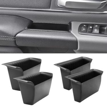 Imagem de TTCR-II Bandeja organizadora lateral de porta compatível com Ram 1500 2500 3500 2019-2021, inserção de bolso para apoio de braço do passageiro dianteiro/traseiro, 4 peças para chifre/laramina/limitado/estrela longa (4 peças para carneiro)