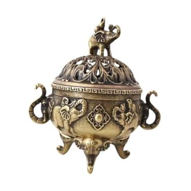 Imagem de Bothyi Enfeite de mesa com queimador de incenso, peça central de mesa vintage, suporte para cone de incenso para decoração de meditação na sala de estar, Elefante