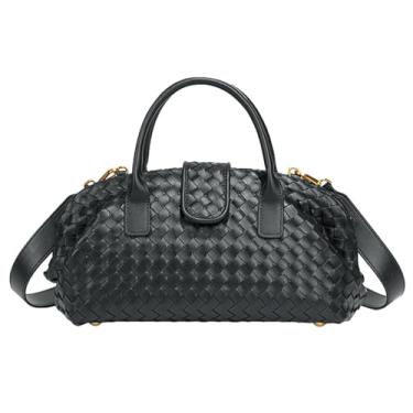 Imagem de Bolsa feminina de tecido tipo bolsa feminina moderna de couro sintético bolsa tiracolo bolsa Hobo de tecido com alça superior, Preto, free, Sacola