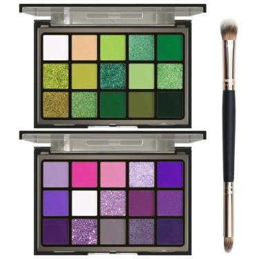 Imagem de Conjunto de paletas de sombras UCANBE Green Purple Shimmer Matte