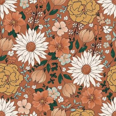 Imagem de ArtisanAura Papel de parede floral vintage Peel & Stick, revestimento de parede autoadesivo Boho impermeável removível papel de contato botânico para quarto, cozinha, sala de estar, paredes de