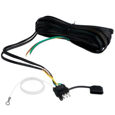 Imagem de XYDHQS Chicote de fiação de reboque de 4 pinos e 5 fios, chicote de luz traseira de reboque de 6,8 m, plugue de fio conector de reboque de chicote para lanternas traseiras de barco de reboque de