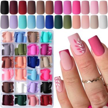Imagem de Press on Nails LoveOurHome 576 unidades de acrílico quadrado médio fos