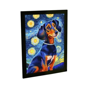 Imagem de Quadro Decorativo Cachorro Cão Na Noite Estrelada De Van Gogh V9 Decoração Poster Quarto Sala