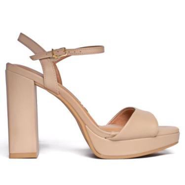 Imagem de Sandália Feminina Vizzano Salto Alto Verniz Bege, Bege, 36