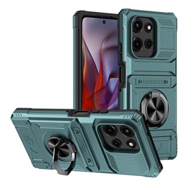 Imagem de SORAKA Capa para Motorola Moto G Stylus 5G 2025 com suporte de anel para cartão de metal compatível com suporte magnético para celular para carro capa de proteção contra choque e queda verde