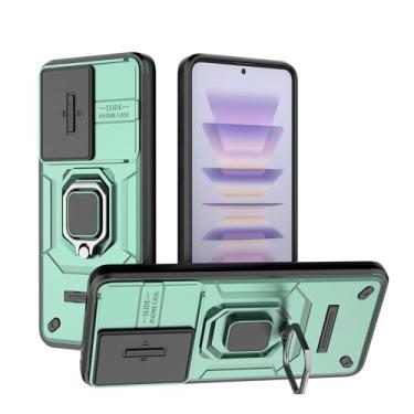 Imagem de SORAKA Capa para Xiaomi Poco F5 Pro 5G com suporte de anel de suporte e capa de câmera deslizante Poco F5 Pro 5G Capa com placa de metal para suporte magnético de carro capa protetora de camada dupla